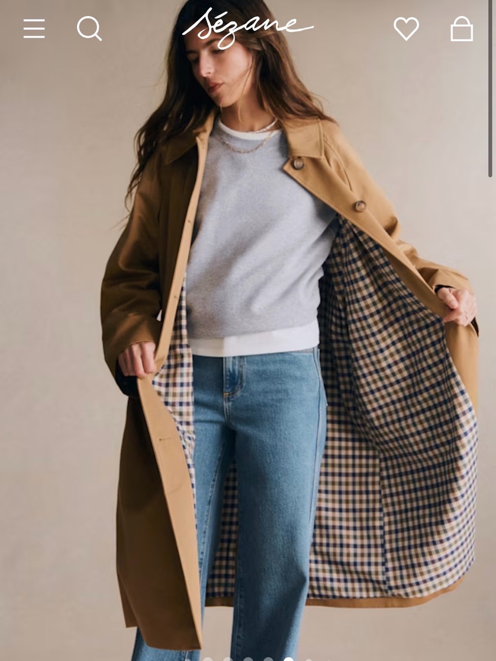Sezane Clyde Coat Camel EU 38 Like New